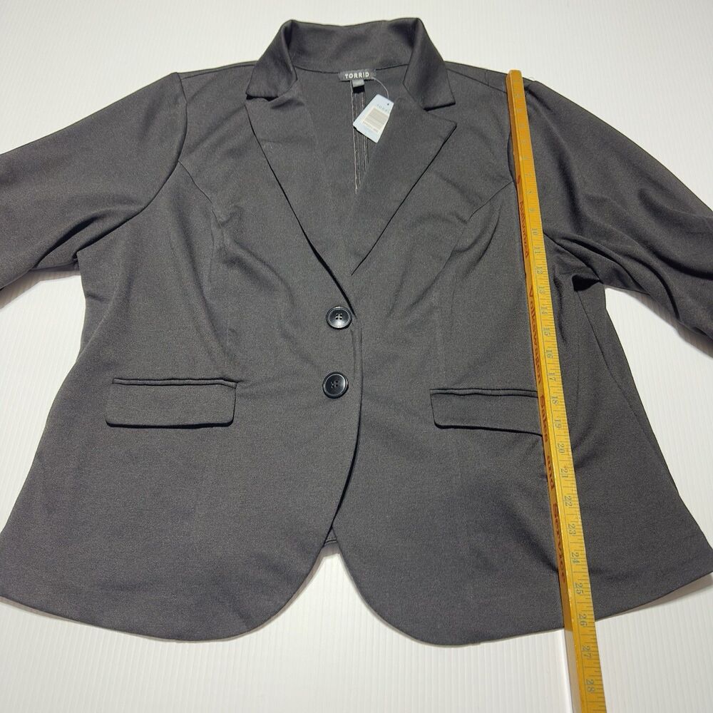 Torrid Black Ponti Blazer Size 3X Button Front Ruched 3/4 Sleeve NWT - Picture 8 of 11